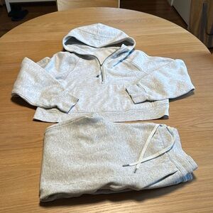 Lululemon oversized cropped 3/4 zip scuba hoodie and jogger set. M/L